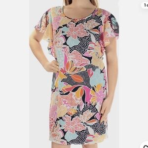 NWT — MSK Vibrant Floral Flutter Sleeve Dress Size 8